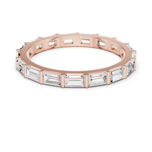 Anillo de Eternidad de Diamantes con Corte Esmeralda de Lujo, Oro de 14K/18K, Anillo de Boda con Diamantes Baguette, Joyería Personalizada - Product Image 1