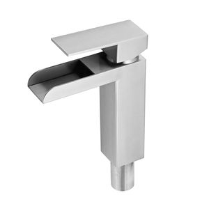 Rubinetto da Bagno Monocomando a Cascata in Nichel Spazzolato, 1-3 Fori, con Piastra di Fissaggio per Lavabo - Product Image 6