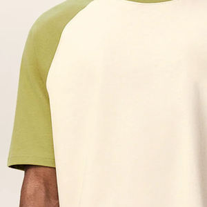 100% Cotton Heavyweight Oversized Seam T Shirt High Quality with Boxy Fit Silk Screen Custom Beige Green Raglan T-Shirt Men - Product Image 4