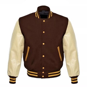 New Custom Patchwork <b>Real</b> <b>Leather</b> Sleeves Embroidery Logo Hot Selling Varsity Letterman Winter <b>Jacket</b> for man - Product Image 6