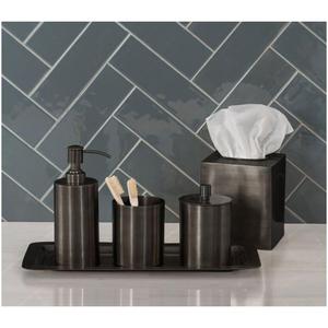 Ensemble d'accessoires de salle de bain modernes et abordables, 5 pièces, en métal noir, pour comptoir, décoratifs, faciles à nettoyer - Product Image 1