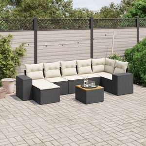 Set Divano da Giardino Nero e Crema con Cuscini, 6 Posti, in Rattan, Arredamento da Esterno dal Design Contemporaneo - Product Image 1