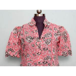 Robe Kangourou en Coton Imprimé à la Main Style Doux et Uni pour Femme – Modèle Moderne à Manches Courtes, Longueur Midi, Idéale pour les Fêtes Estivales - Product Image 2