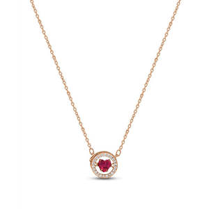 Collar con Colgante de Corazón Rojo al por Mayor, Chapado en Oro Rosa, Plata de Ley 925, Joyería Romántica de San Valentín, Regalo para Mujer - Product Image 1
