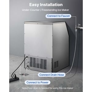 Commercial <b>Kitchen</b> <b>Equipment</b> Stainless Steel 265 Lbs/24h 85 Lbs Ice Maker Machine Built-in/Freestanding/Under Counter - Product Image 6
