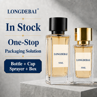 Bouteilles de parfum vides personnalisables avec étiquette adhésive, 30 ml, 50 ml, 100 ml, en verre transparent de qualité, forme carrée, avec vaporisateur à pompe