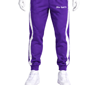 Ensemble de survêtement unisexe violet avec sweat-shirt à capuche et pantalon de jogging, à rayures contrastées, pour le sport, l'entraînement, les loisirs et les activités athlétiques - Product Image 6