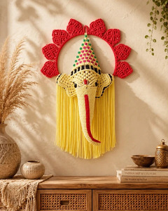 Decoración de Pared de Macramé Tejida a Mano, Estilo Rústico con Hojas, para Oficina u Hogar, Venta al Por Mayor Directa de Fábrica, Económica - Product Image 4