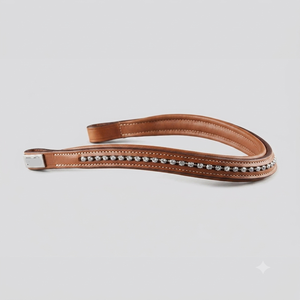 Fronture de cheval en cuir rembourrée en forme de vague, incrustée d'une seule rangée de petits cristaux, pierres et strass, pour chevaux - Product Image 6