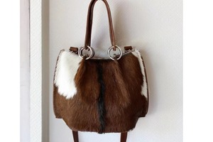 Bolso Tote de Cuero Vacuno con Pelo, Estilo Vintage, Bolso de Hombro de Cuero Genuino, Bolso de Transporte Ligero - Product Image 3