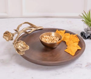 Plato de servir de madera de mango con acabado en nogal, el más vendido - Product Image 2