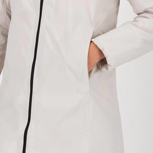 Women's Long Hooded Waterproof <b>Jacket</b> Full Sleeve Polyester Wadding Winter Coat Minimalist Style Solid Color Zipper Closure - Product Image 6