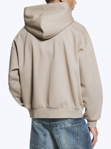 Wholesale High Quality Thick 380 GSM 100% Cotton OEM Custom Logo Fleece Cotton/Poly Blend Men's Oversized Full Zip Hoodies - Product Image 6