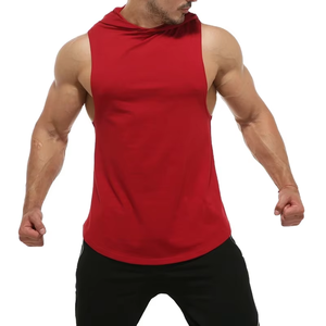 Débardeur tricoté sans manches à col montant rouge pour homme, coupe ajustée, couleur unie, style décontracté, effet musclé - Product Image 1