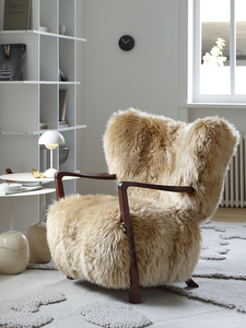 Fauteuils en fausse fourrure <span class=keywords><strong>de</strong></span> <span class=keywords><strong>mouton</strong></span>, design scandinave moderne <span class=keywords><strong>pour</strong></span> salon, chambre, hôtel, pieds en bois, élégance et fonctionnalité - Product Image 4