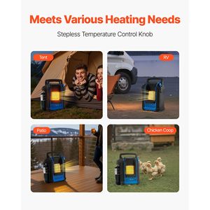 Stufa Radiante Portatile a Propano da 9000 BTU con Regolazione Temperatura Continua e Protezione delle Punte per Uso Domestico, Garage e Casa - Product Image 4