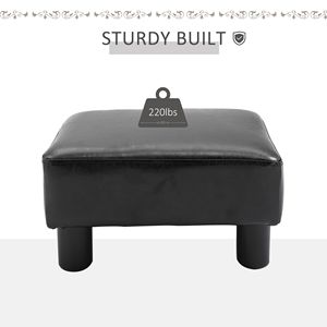 Piccolo Pouf Rettangolare con Rivestimento in Ecopelle, Seduta Imbottita in Schiuma, Materiale PU - Product Image 4