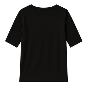 T-shirt décontracté en toile à col en V pour femme, 100 % coton biologique de luxe, T-shirts à col en V pour femme, coupe durable de qualité supérieure, prix de gros - Product Image 2