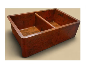 Fregadero de Cocina Rústico de Cobre Martillado con Delantal Frontal, Acabado Patinado Antiguo, Hecho a Mano, Lavabo de Cobre de Alta Resistencia - Product Image 3