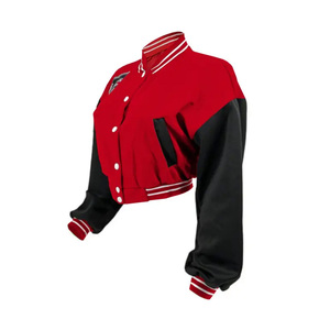 Premium Quality Women's Varsity Baseball <b>Jacket</b> Sheep Skin Crop Slim Fit Custom Logo Embroidery <b>Sequins</b> Cotton Blend Wool - Product Image 4