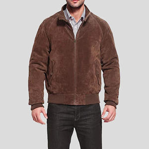 Veste en daim marron chocolat pour homme, style Harrington, veste bomber, véritable daim de chèvre, coupe ajustée, vêtement d'extérieur décontracté et doux - Product Image 6