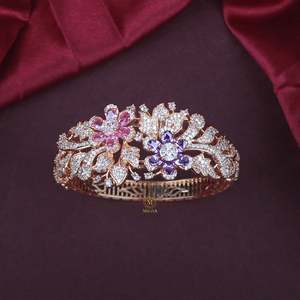 Yoshi Fusion Designer Gold Plated Stainless Steel Diamond Gemstone Charm Bangle - Product Image 2