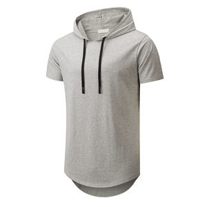 Camiseta con Capucha y Manga Corta para Hombre, con Logotipo Personalizado, Estilo Urbano, Vintage, Informal, Hip Hop, para Verano - Product Image 3