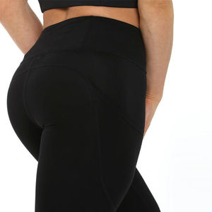 Leggings Negros de Cintura Alta, Térmicos, Sin Costuras, Casuales, Elásticos, de Punto, Spandex, Nailon, para Todas las Temporadas - Product Image 3