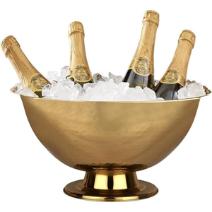 Cubo de hielo para champán de acero inoxidable, pulido a espejo, enfriador de vino de lujo con pedestal, tina para bebidas para hoteles, catering y fiestas. - Product Image 5