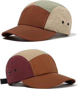 Unisex 5-Panel Baseball <b>Cap</b> Color Blocking Canvas Adjustable Magic Sticker Closure Casual Spring <b>Summer</b> Wear - Product Image 1