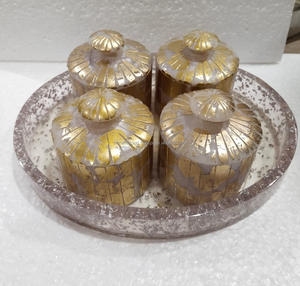 Récipients de stockage de nourriture hermétiques de luxe de 4 pièces avec plateau en résine à couvercle à ouverture facile pour le stockage de cuisine pour le stockage de céréales de mariage - Product Image 5