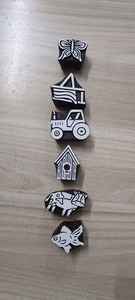 Bloques de impresión de madera grabados a mano para estampado textil DIY, arte de henna artesanal, patrón abstracto indio de Sheesham, arte reutilizable - Product Image 3