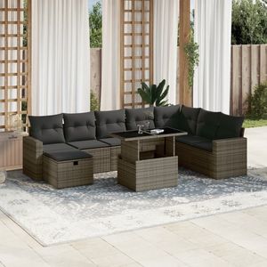 Grey PE Rattan Garden <b>Sofa</b> <b>Set</b> With Powder Coated Steel Frame Outdoor Furniture Contemporary Design - Product Image 1