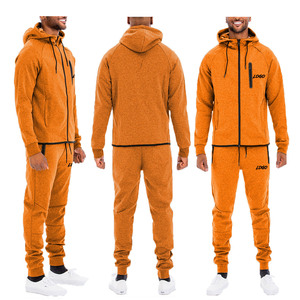 Trendy Men's Casual Custom Logo Knitted Tracksuit Zip Hoodie and Sporty <b>Sweatpants</b> <b>Set</b> with Embroidered Logo for Winter Sports - Product Image 6