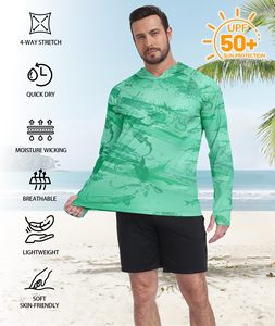 Vêtements de pêche anti-humidité pour hommes, chemises de pêche à capuche avec masque, protection solaire UPF 50+, 100% polyester, protection solaire - Product Image 5
