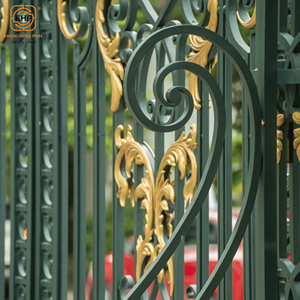 Portails en fer forgé KHP Security, finition or antique sur mesure, style victorien, portes doubles d'entrée pour palais, villa, allée d'entrée - Product Image 4