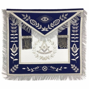 Tablier de Maître Ancien Maçon de la Loge Bleue - Blanc et Bleu Royal avec Broderie Argentée - Product Image 4