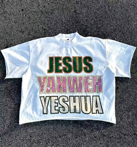Camiseta Retro Americana 2026 para Hombre, Manga Corta, Corte Holgado, Estampado Urbano con Efecto Desgastado, Estilo Rock, a la Moda - Product Image 1