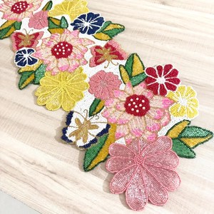 Floral Embroidered Fabric <b>Table</b> Runner Bohemian Handmade Mat Decorative Placemat for <b>Table</b> Centerpiece - Product Image 4