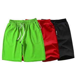 Shorts de sport pour homme respirants et écologiques 100% coton avec cordon de serrage, couleur unie, séchage rapide, gris, rouge, noir - Product Image 6