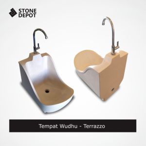 1st Quality Resin Terrazzo Wudu Muslim Oval Shaped Sink Pedestal Lever Handle Faucet Easy Clean Modern Design Bathroom - Product Image 3