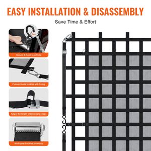 Filet de chargement robuste pour benne de camion 96 po x 81 po avec 4 sangles réglables, mousquetons, crochets en S et attaches à cliquet résistantes à l'usure - Product Image 5
