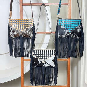 2025 Hot Selling Wholesale New Fashion Hand Tooled Checkered Leather Luxury Women's Shoulder Bag Genuine Cowhide Leather Handbag - Product Image 4