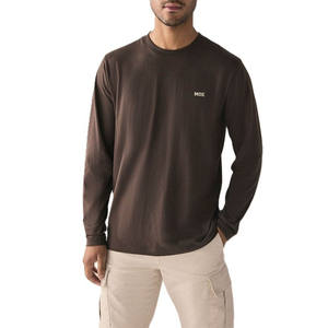 T-shirt en coton à manches longues pour homme, col rond, personnalisable avec logo, style streetwear décontracté, marque privée, vente en gros - Product Image 3