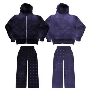 Comfortable Streetwear Rhinestone Tracksuit With Cozy Feel Rhinestone Tracksuit For Casual Daily Comfort - Product Image 1