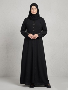 Abaya en satin de soie faite à la main pour femme, coupe modeste, ourlet évasé, longueur ras du sol, manches longues, légère, infroissable, collection Printemps - Product Image 5