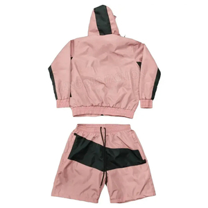 Conjunto Corto de Chaqueta Cortavientos con Capucha para Hombre, Color Sólido, de Nylon Resistente al Viento, Cómodo, Talla Grande - Product Image 4