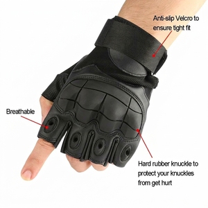 Guantes de Gimnasio de Medio Dedo de Cuero con Cierre de Gancho y Bucle, Unisex, para Entrenamiento de Verano - Product Image 3