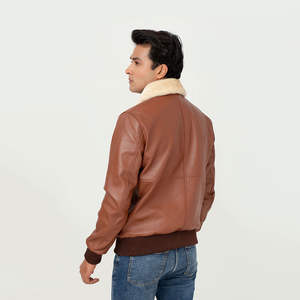 Customized Best Men's Pus Size Brown Leather Letterman Bomber Jacket Men Winter Casual Motor Customized Winter Jacket - Product Image 5