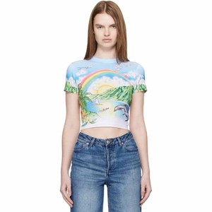 T-shirt court pour femme en coton 100% de haute qualité, tricoté avec logo personnalisé, coupe classique, couleur unie, vente en gros - Product Image 6